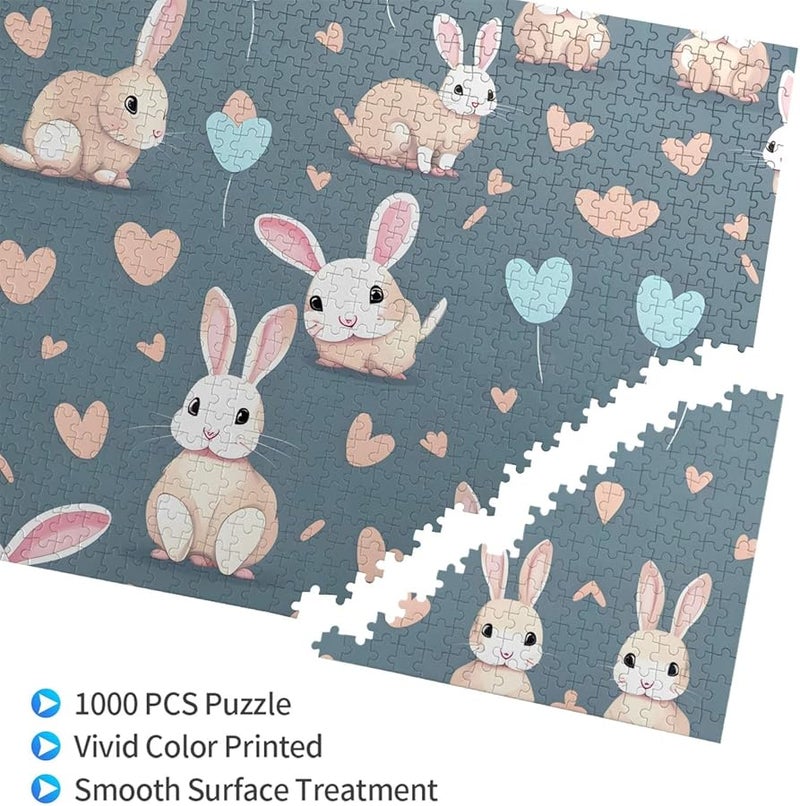 Phayah 1000 قطعة لغز أرنب لطيف للبالغين ديكور المنزل 29.5 × 19.7 بوصة - Image 2